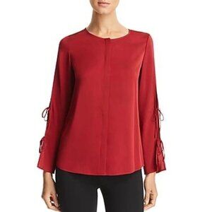 Hugo Boss Burana Red Silk Split Sleeve Blouse